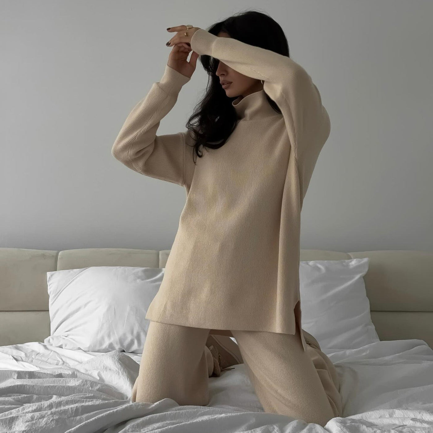 Conjunto mujer punto cuello alto - Amalia