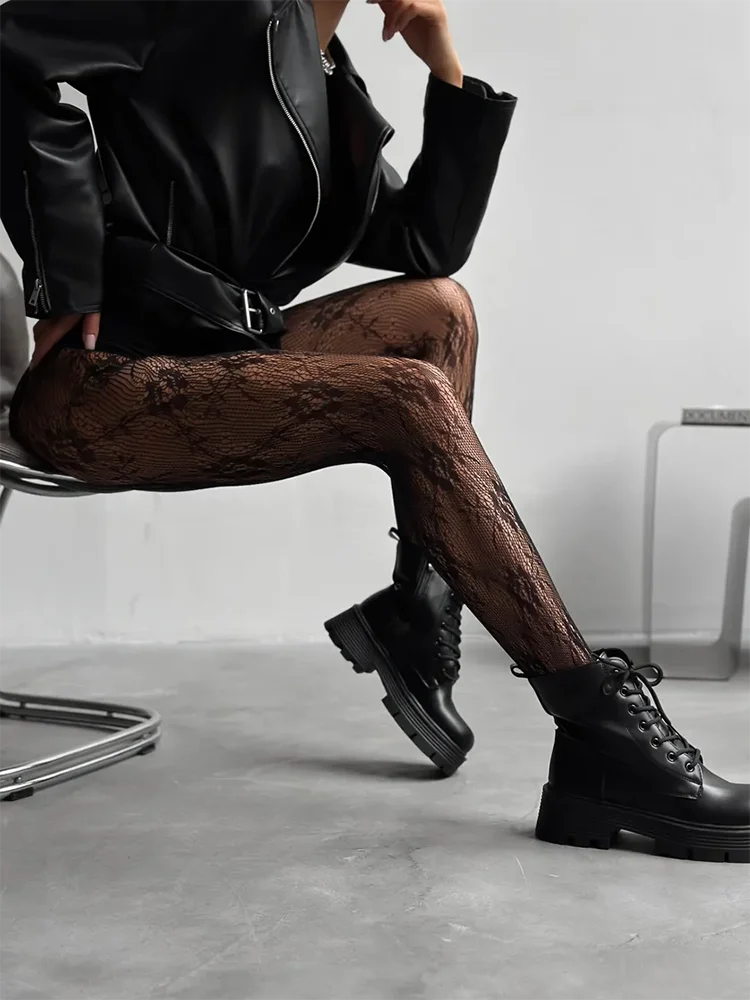 Medias de red con encaje floral - Sabine