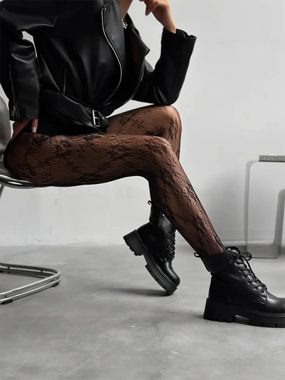 Medias de red con encaje floral - Sabine