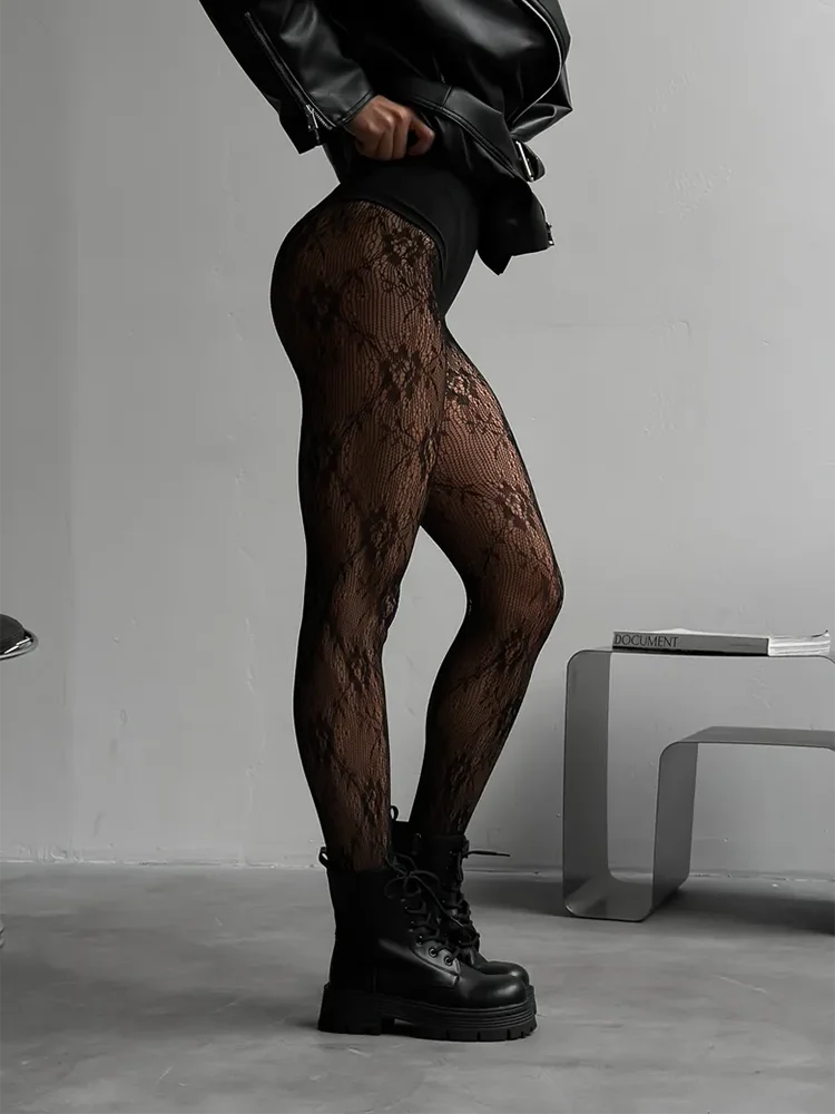 Medias de red con encaje floral - Sabine