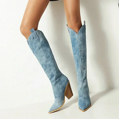 Botas mujer altas estilo cowboy tacon ancho - Vanya