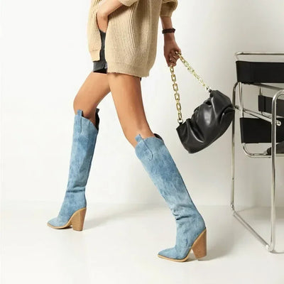 Botas mujer altas estilo cowboy tacon ancho - Vanya