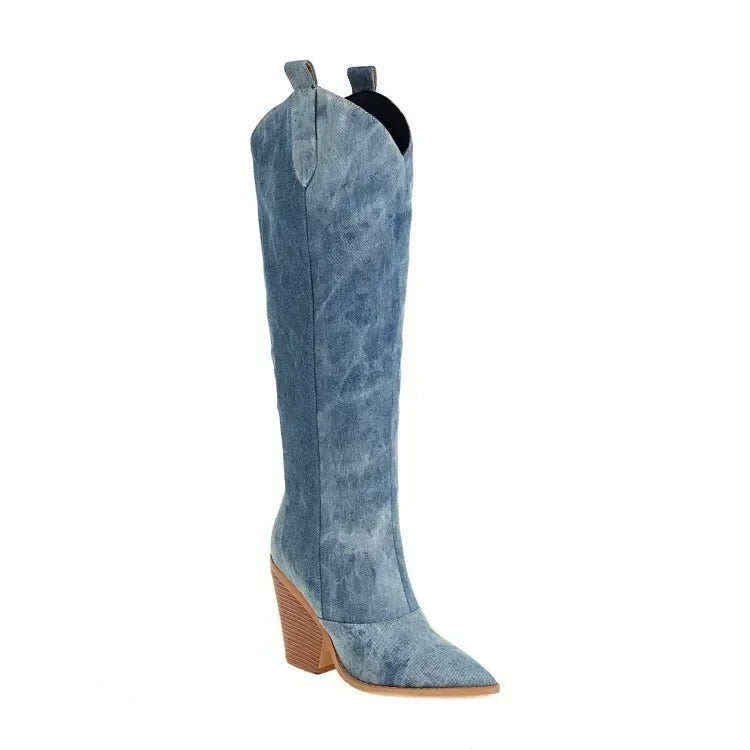 Botas mujer altas estilo cowboy tacon ancho - Vanya