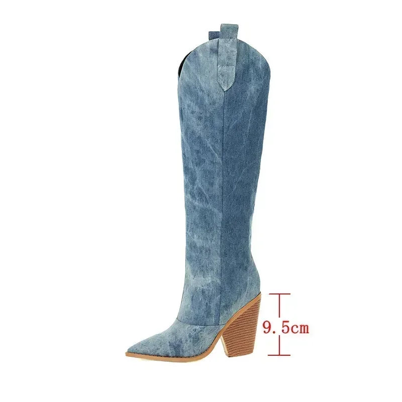 Botas mujer altas estilo cowboy tacon ancho - Vanya