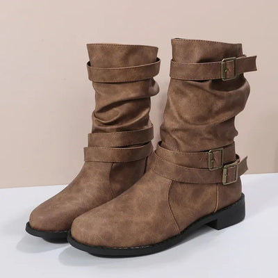 Botas mujer piel vegana con hebillas - Linnea