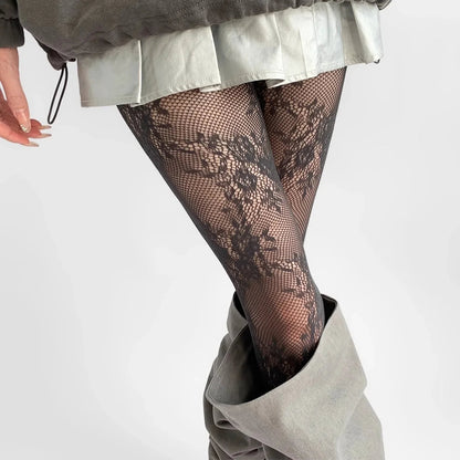 Medias de red con diseño floral - Avata