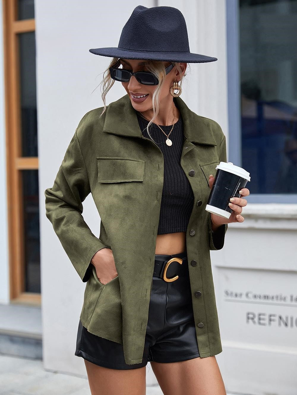 Chaqueta mujer de ante con botones - Valay