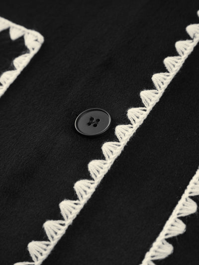 Chaqueta de mujer con ribetes en contraste y elegante bufanda - Alesha