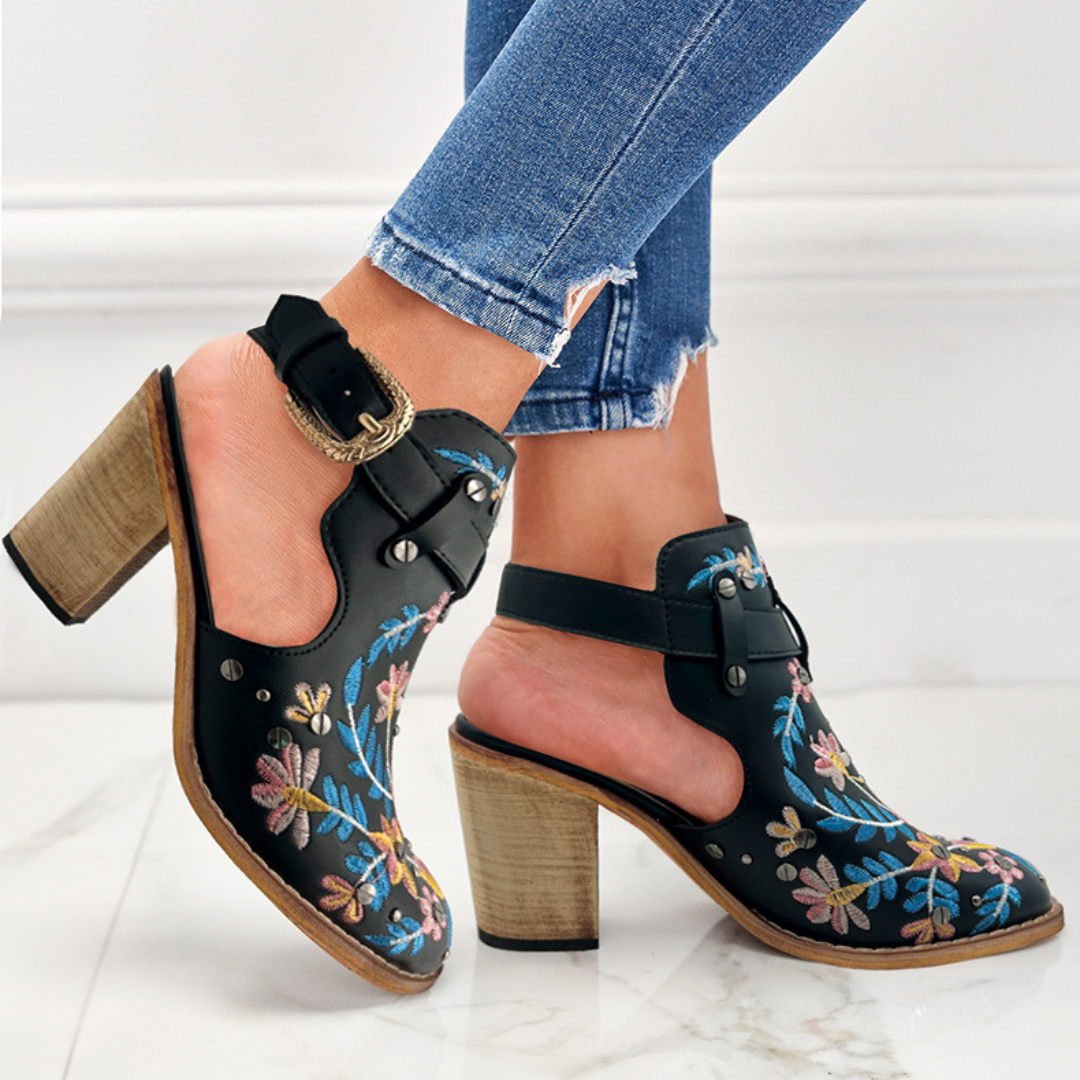 Nina - Zapatos Broderie Florale