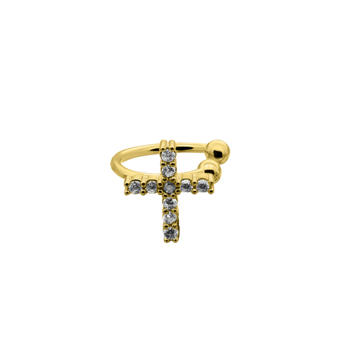 Glam Cross Earcuff 14K bañado en oro