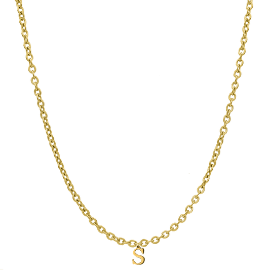 Elegante cadena Basic Letter chapada en oro de 14 quilates