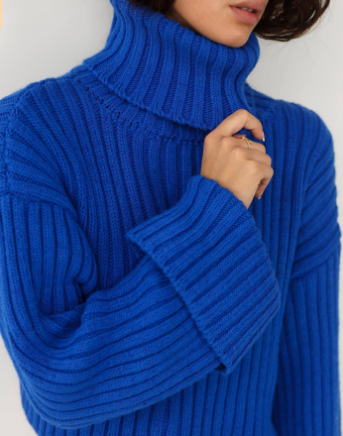 Eva - Jersey de cuello alto de canalé para mujer