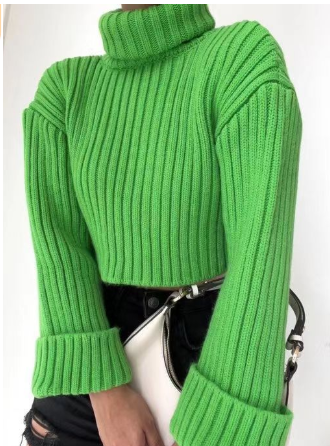 Eva - Jersey de cuello alto de canalé para mujer