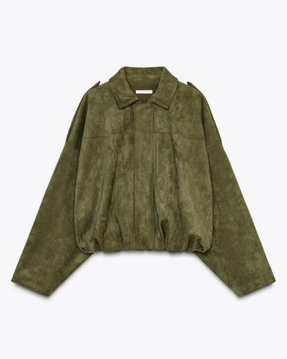 Chaqueta oversized de mujer en piel vegana estilo ante - Fabiane