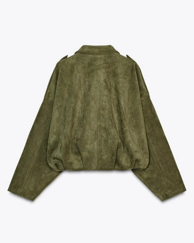 Chaqueta oversized de mujer en piel vegana estilo ante - Fabiane