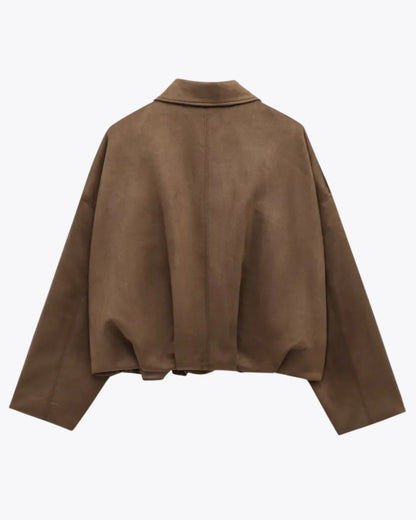 Chaqueta oversized de mujer en piel vegana estilo ante - Fabiane