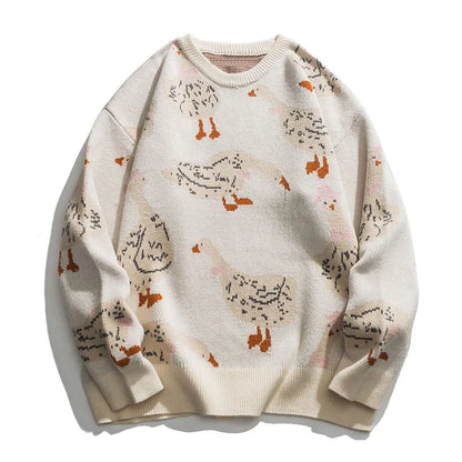 Haleny - Jersey de cuello redondo con estampado de patos