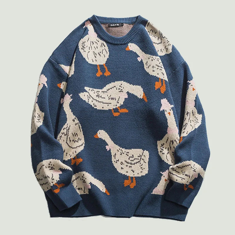 Haleny - Jersey de cuello redondo con estampado de patos