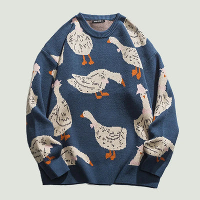 Haleny - Jersey de cuello redondo con estampado de patos