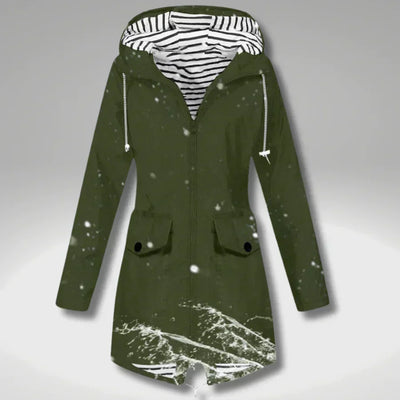 Abrigo mujer impermeable ligero con capucha ajustable - Jade