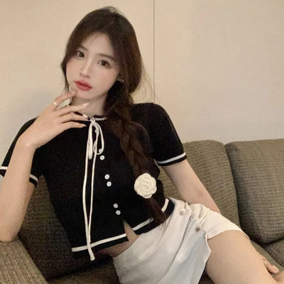 Nadez - Top de punto de manga corta para mujer