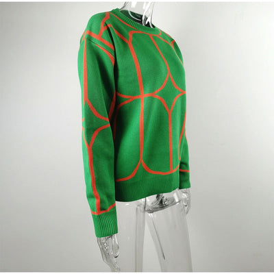 Chio - Jersey geométrico de cuello redondo y estampado llamativo