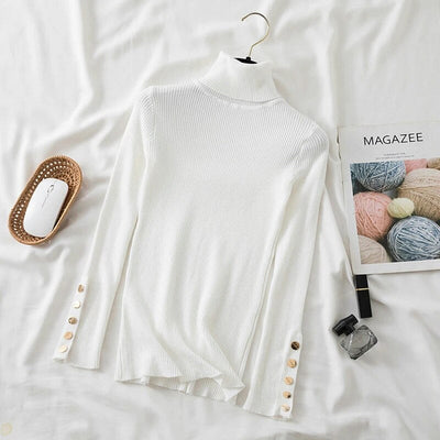 Jenna - Jersey de manga larga y cuello alto para mujer