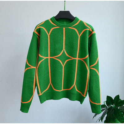 Chio - Jersey geométrico de cuello redondo y estampado llamativo