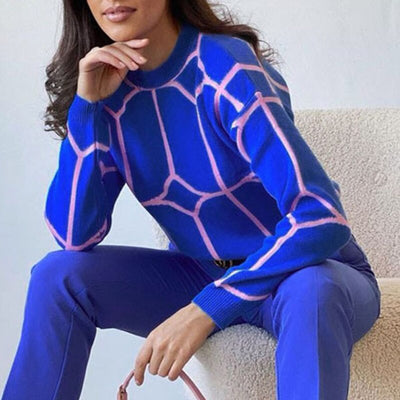 Chio - Jersey geométrico de cuello redondo y estampado llamativo