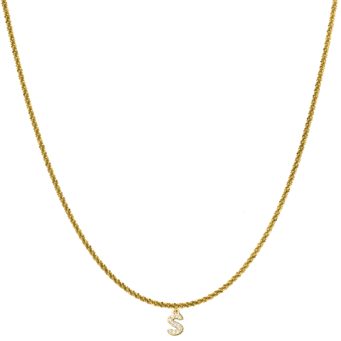 Collar Sparkle Mini Diamond Letter chapado en oro de 14 quilates