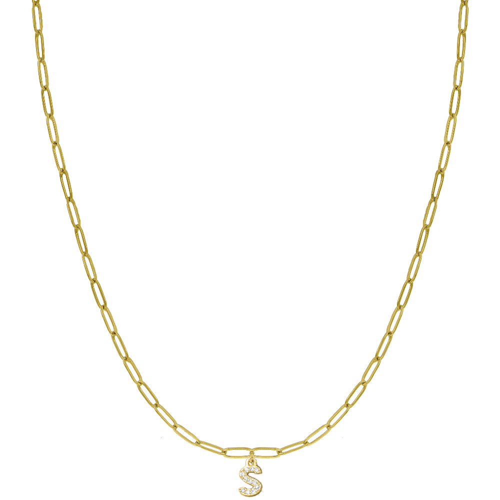 Collar mini Grace Diamond Letter chapado en oro de 14 quilates