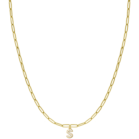 Collar mini Grace Diamond Letter chapado en oro de 14 quilates