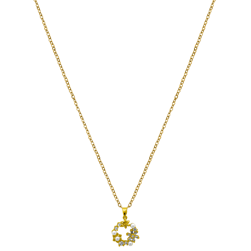 Collar Flower Wreath chapado en oro de 18 quilates