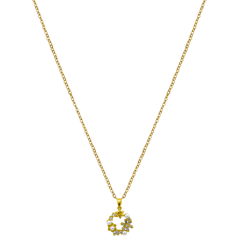 Collar Flower Wreath chapado en oro de 18 quilates