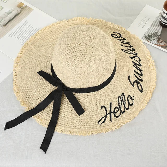 Tejido hecho a mano carta sombreros de sol para las mujeres de la moda