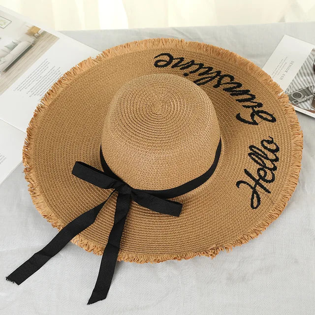 Tejido hecho a mano carta sombreros de sol para las mujeres de la moda