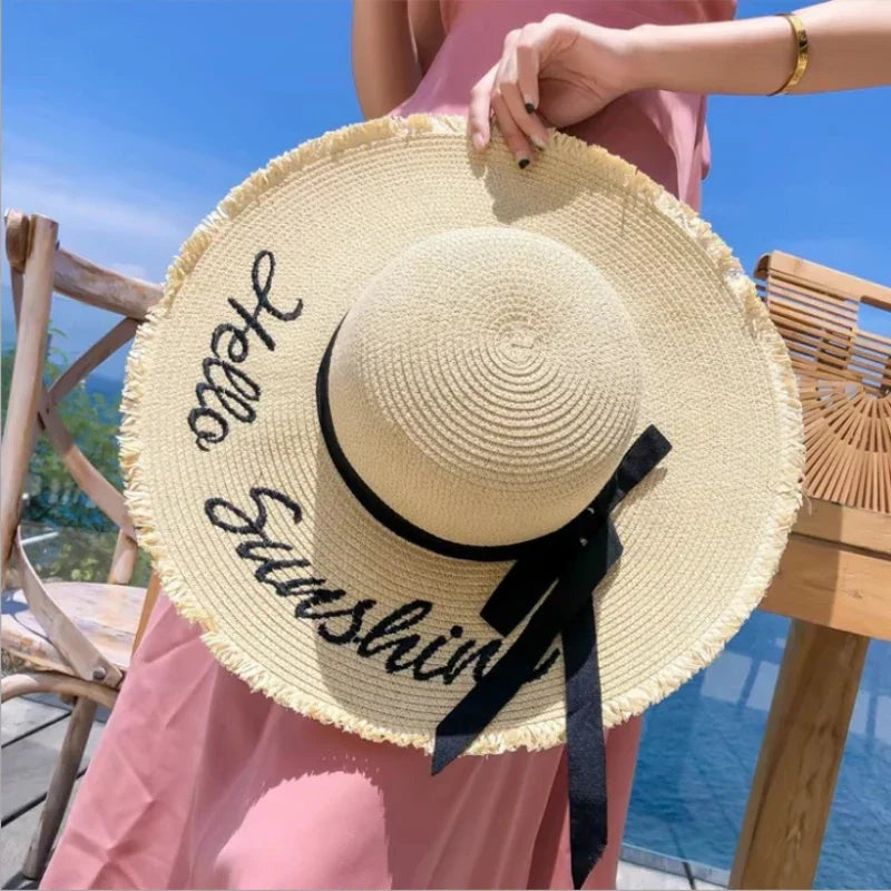 Tejido hecho a mano carta sombreros de sol para las mujeres de la moda