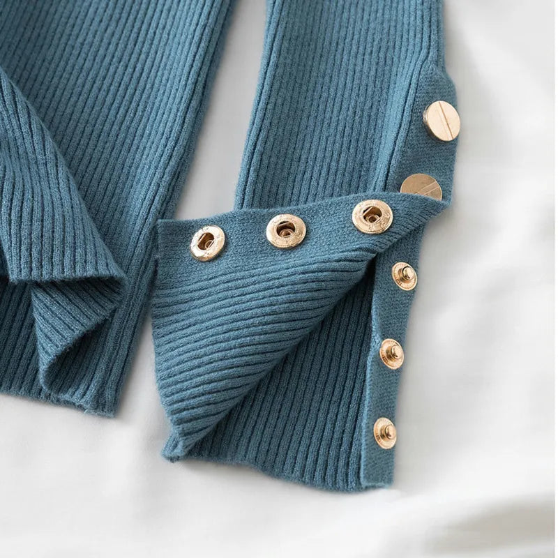 Jenna - Jersey de manga larga y cuello alto para mujer