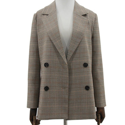 Carinesse - Chaqueta blazer casual chic vintage a cuadros