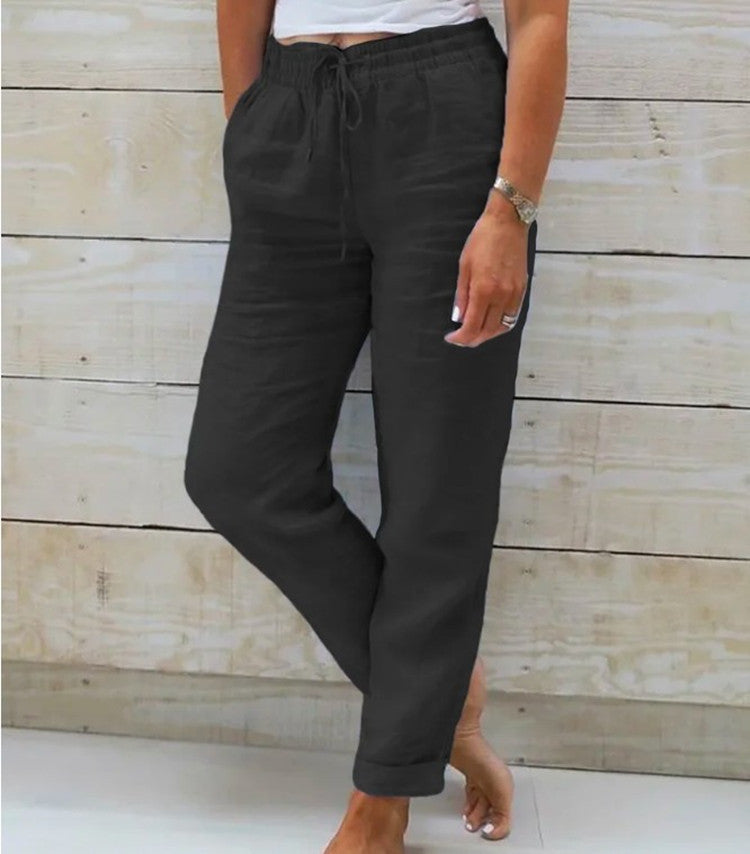 Pantalones de ocio para mujer - Cordón - Cropped
