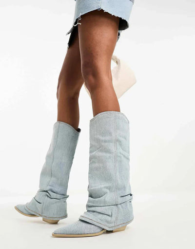 Zoe knee-high denim boots women - De moda y con estilo