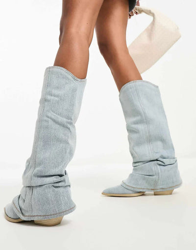 Zoe knee-high denim boots women - De moda y con estilo