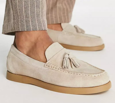 Neron - Mocasines de piel beige para hombre