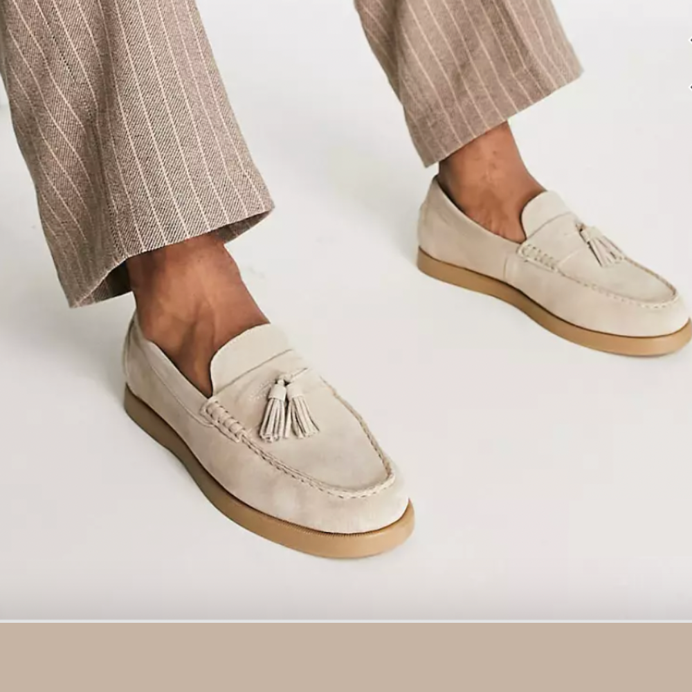 Neron - Mocasines de piel beige para hombre