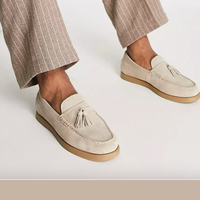 Neron - Mocasines de piel beige para hombre