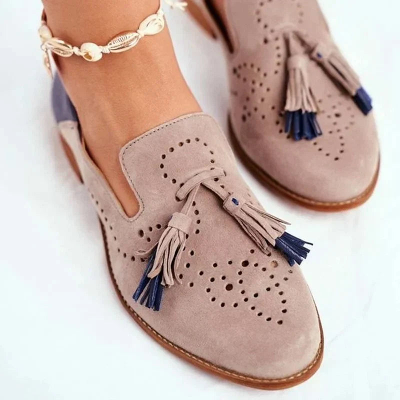 Sienna - Mocasines bicolor con borlas