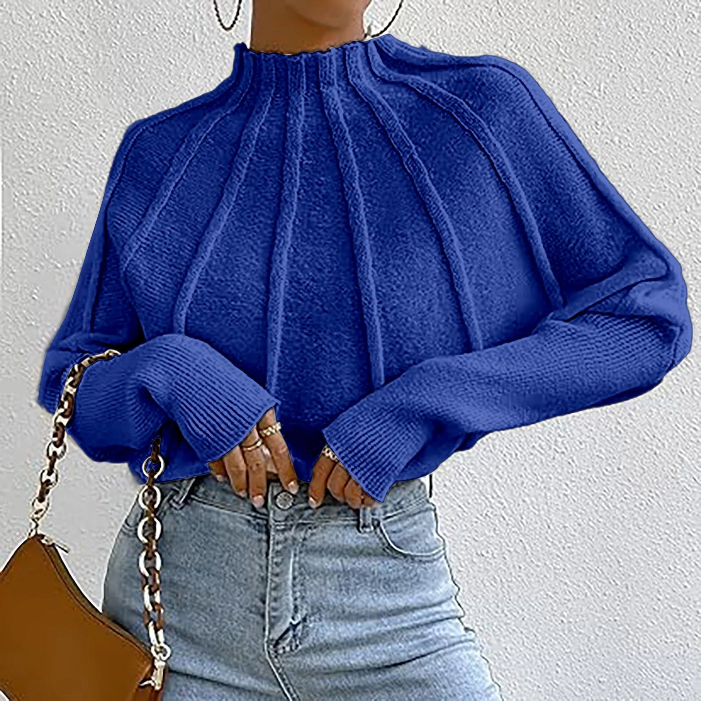 Elen - Jersey de cuello alto con elegantes pliegues