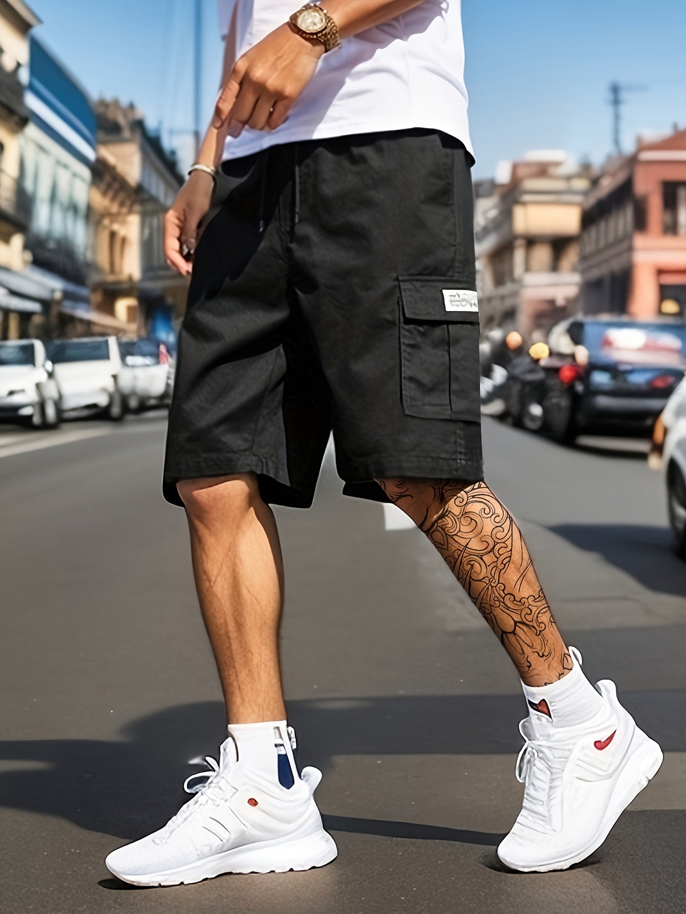 Pantalones cortos tipo cargo para hombre con múltiples bolsillos