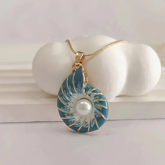 Collar Mujer Concha Azul Nácar Perla - Elinor