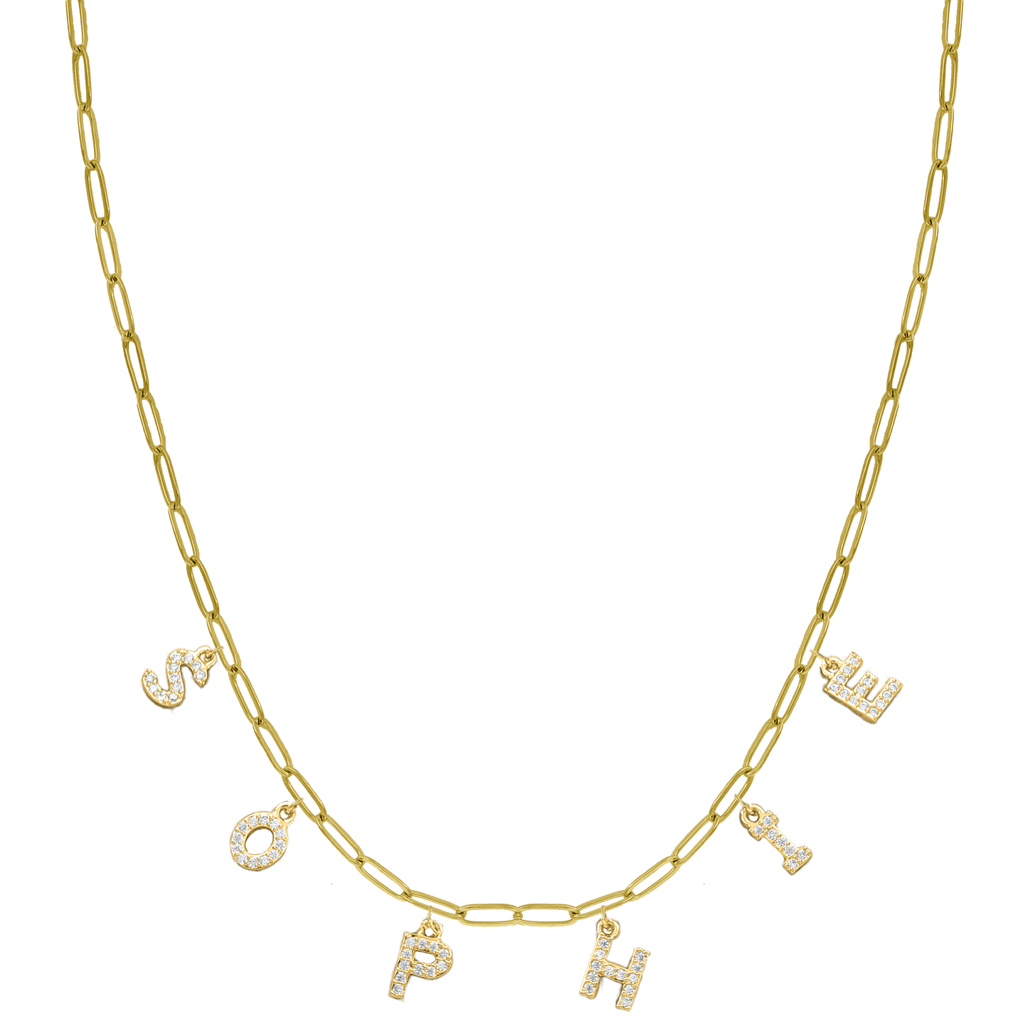 Collar con nombre Mini Grace Diamante chapado en oro 14K